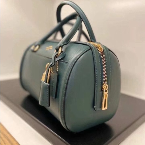 NWT Coach Zoe Barrel Leather Satchel Purse F76705 In Evergreen Color - Picture 10 of 10